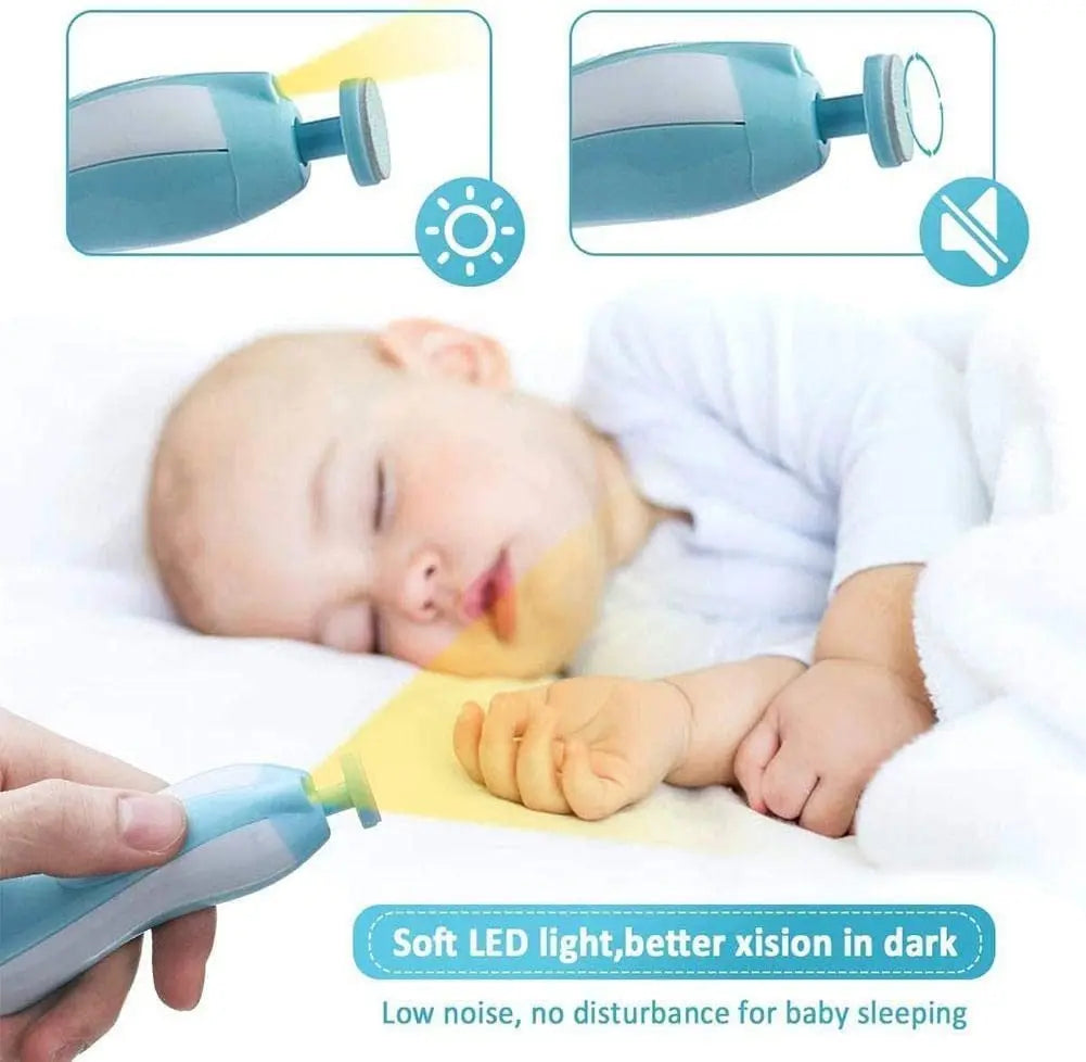 MAMIJOY  Electric baby Nail clipper LED Light Baby Nail Trimmer Baby Care Set 4-speed speed Adjustment With Low Noise