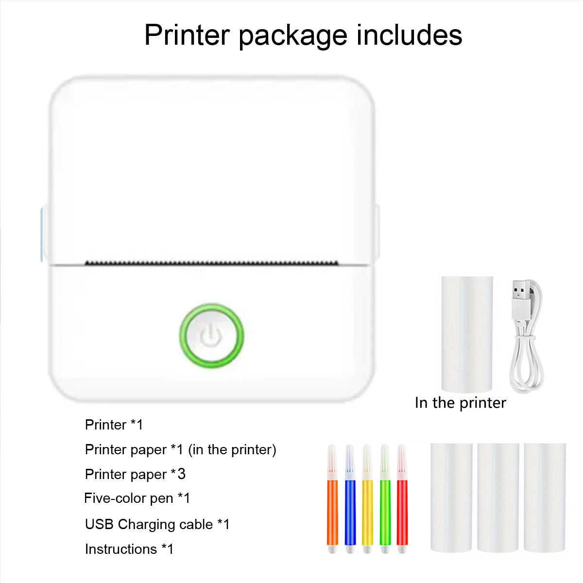 Mini Portable Inkless Sticker Printer | Pocket Thermal Printer