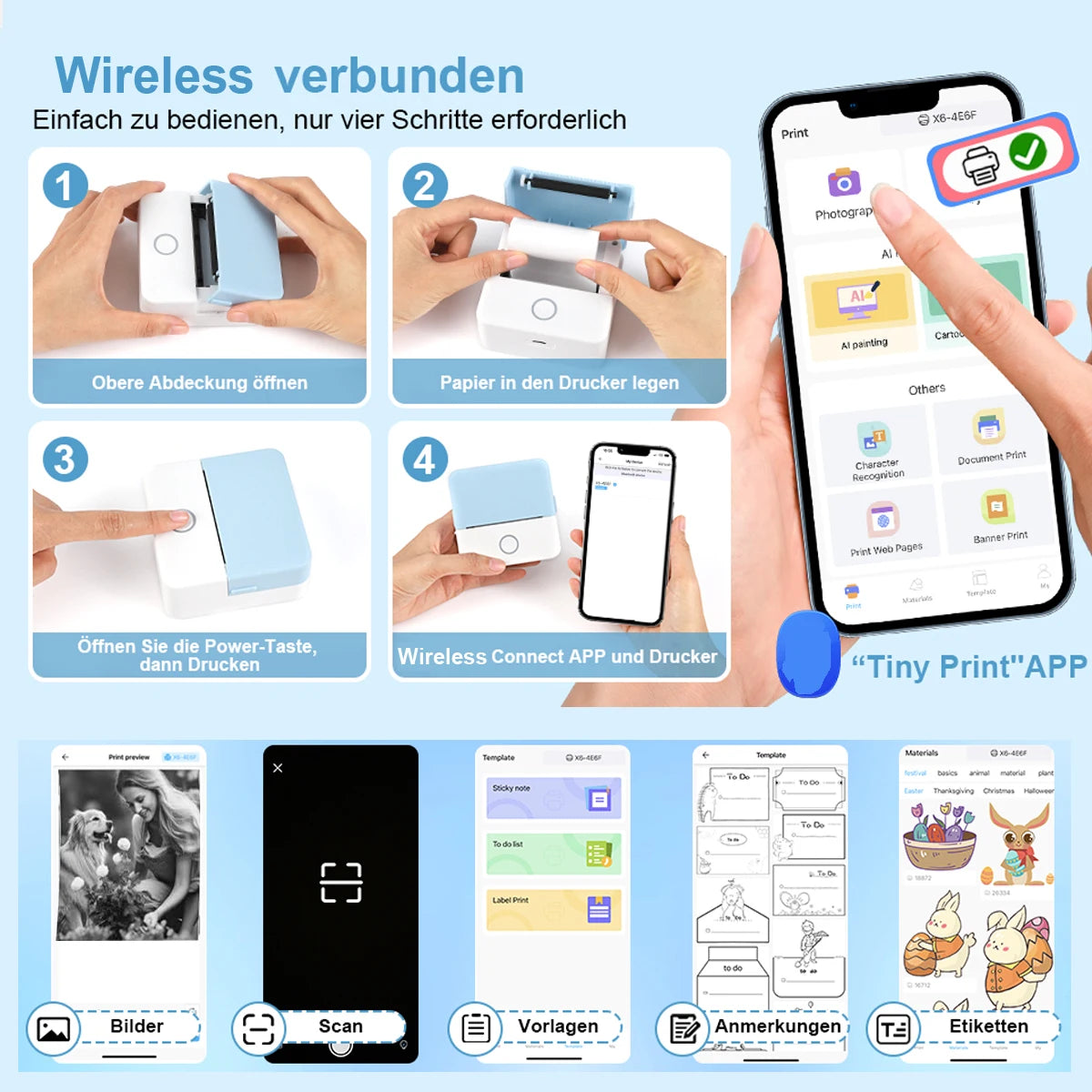 Mini Portable Inkless Sticker Printer | Pocket Thermal Printer