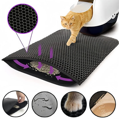 Double-Layer Waterproof Cat Litter Mat Trap Litter & Keep Floors Clean