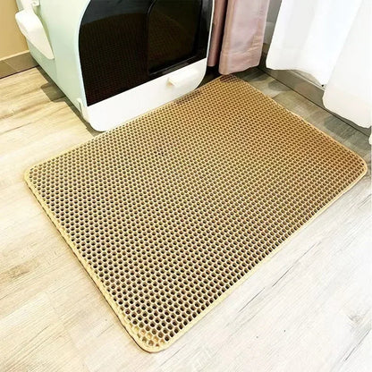 Double-Layer Waterproof Cat Litter Mat Trap Litter & Keep Floors Clean